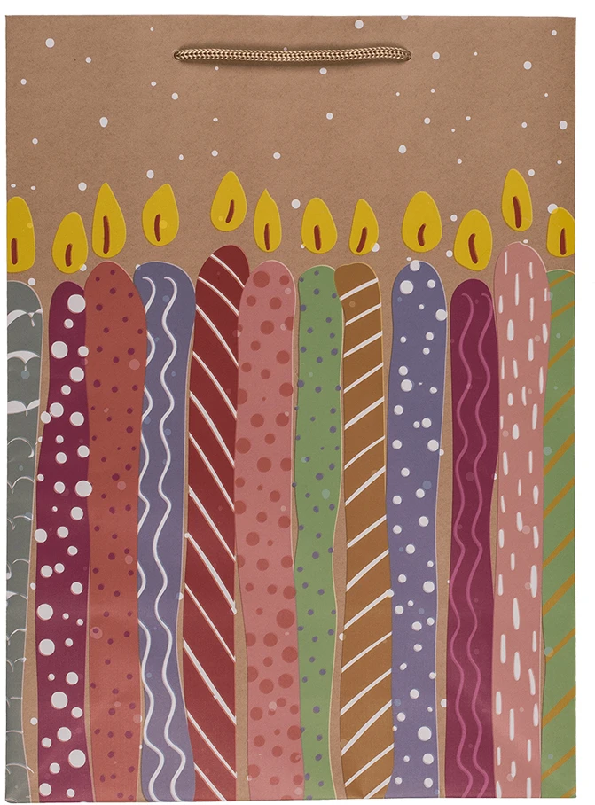 Popierinis dovanų maišelis "Balloons and candles" (34,5x25x8,5cm)