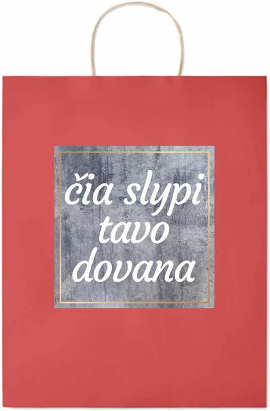 Popierinis dovanų maišelis "Čia slypi tavo dovana"