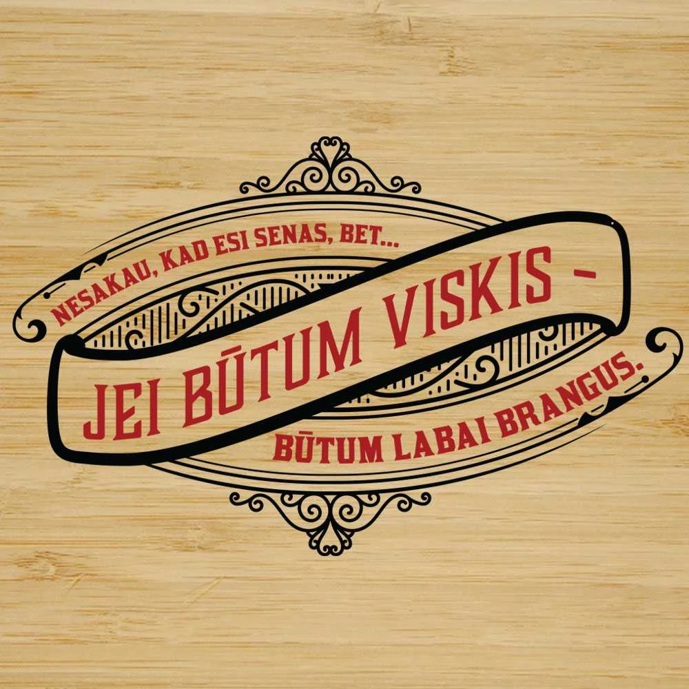 Prabangus viskio stiklinių rinkinys bambukinėje dėžutėje "Brangus viskis"