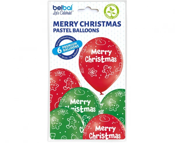 GoDan Premium balionai "Merry Christmas" (6vnt)