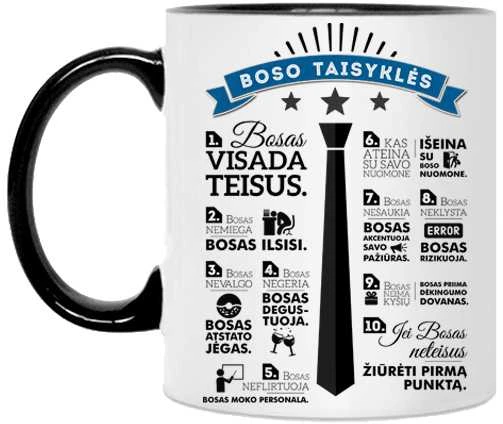 Puodelis "10 Boso taisyklių"