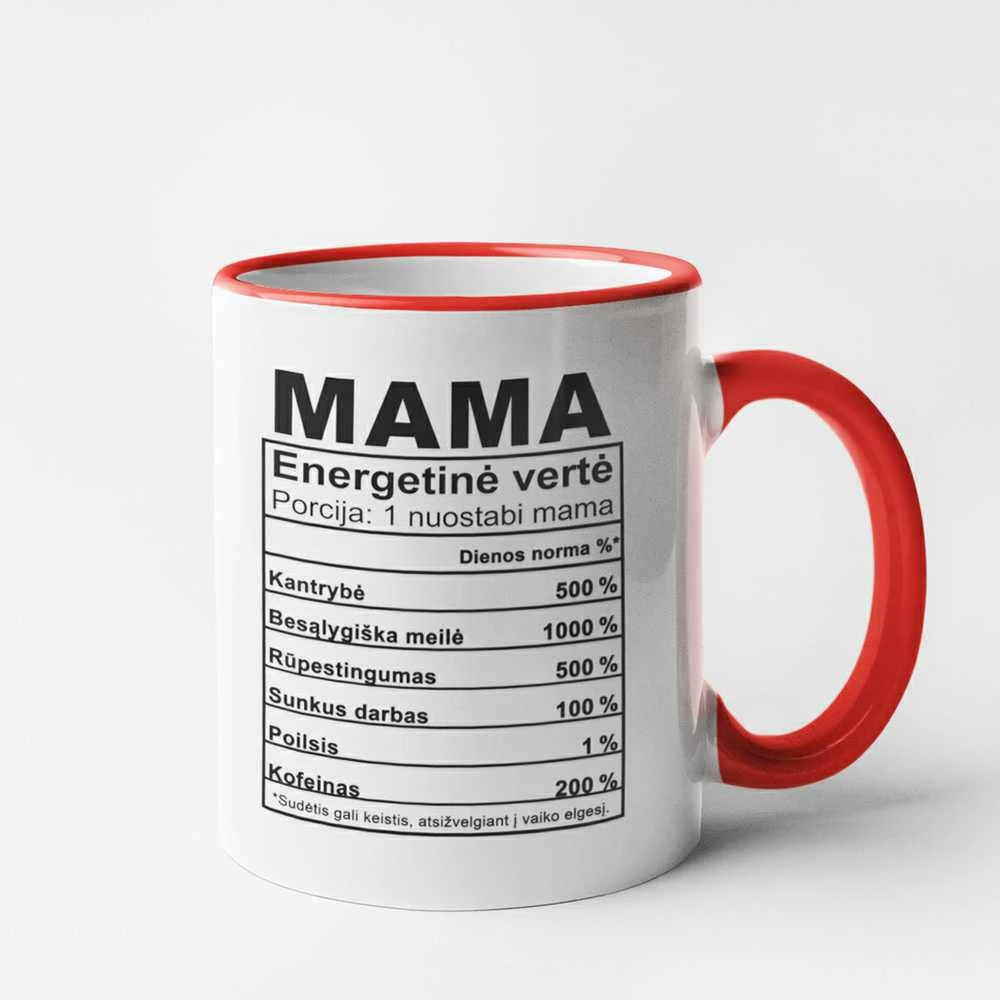 Puodelis "Mamos sudėtis"