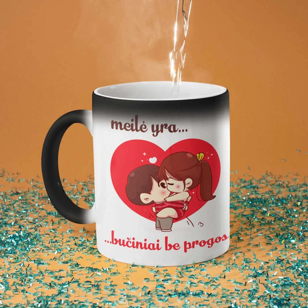 Puodelis "Meilė yra - bučiniai be progos"