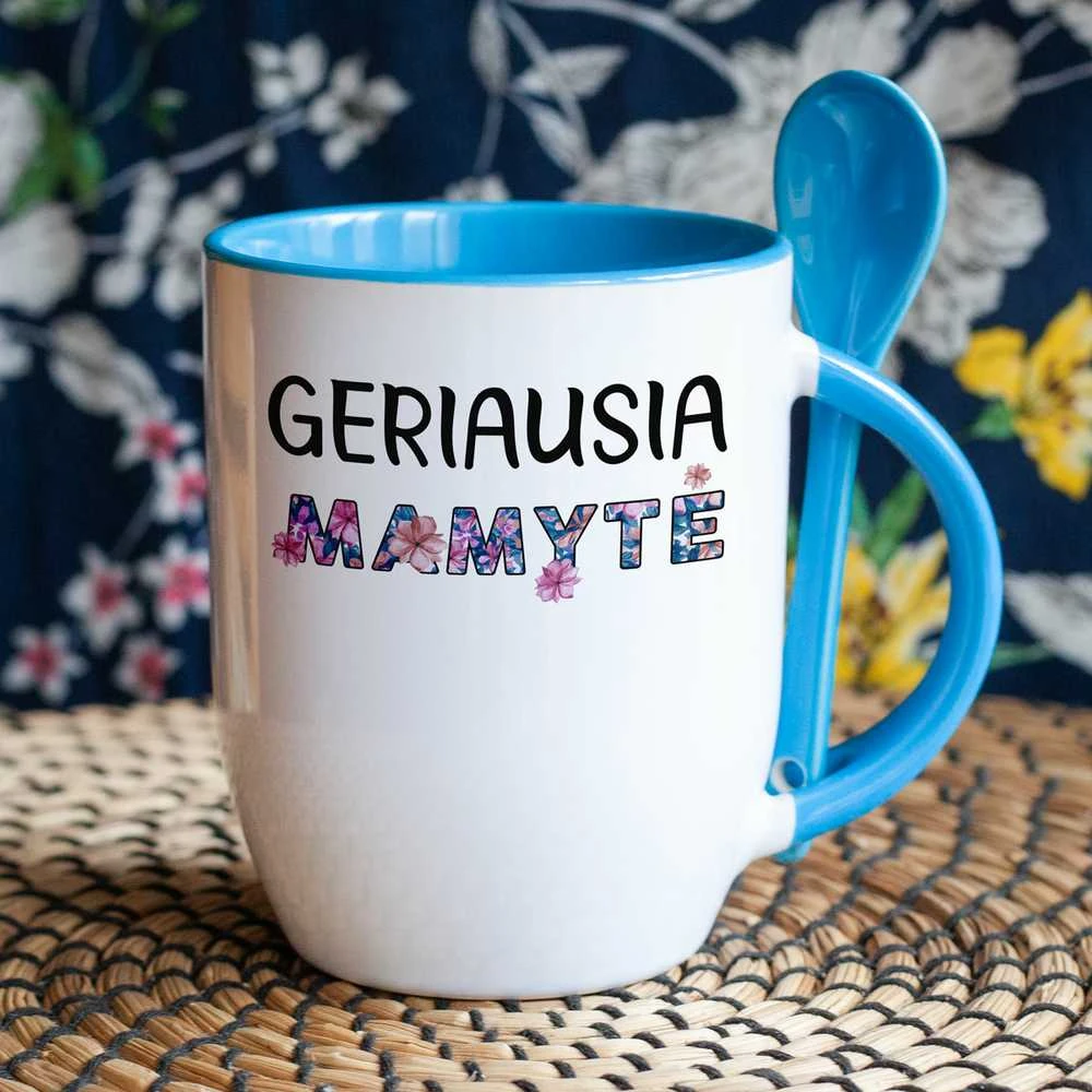 Puodelis su šaukšteliu "Geriausia mamytė"