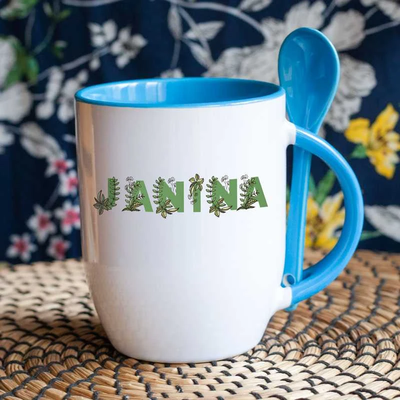 Puodelis su šaukšteliu "Janina"