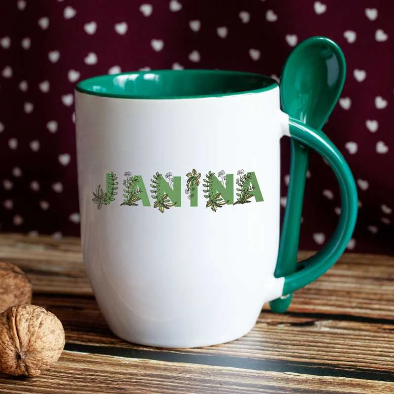 Puodelis su šaukšteliu "Janina"