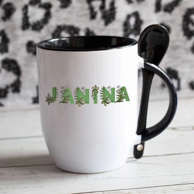 Puodelis su šaukšteliu "Janina"