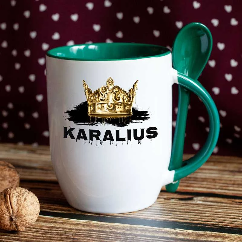 Puodelis su šaukšteliu "Karalius"