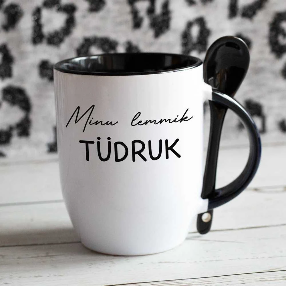 Puodelis su šaukšteliu "Mylimiausia mergina"