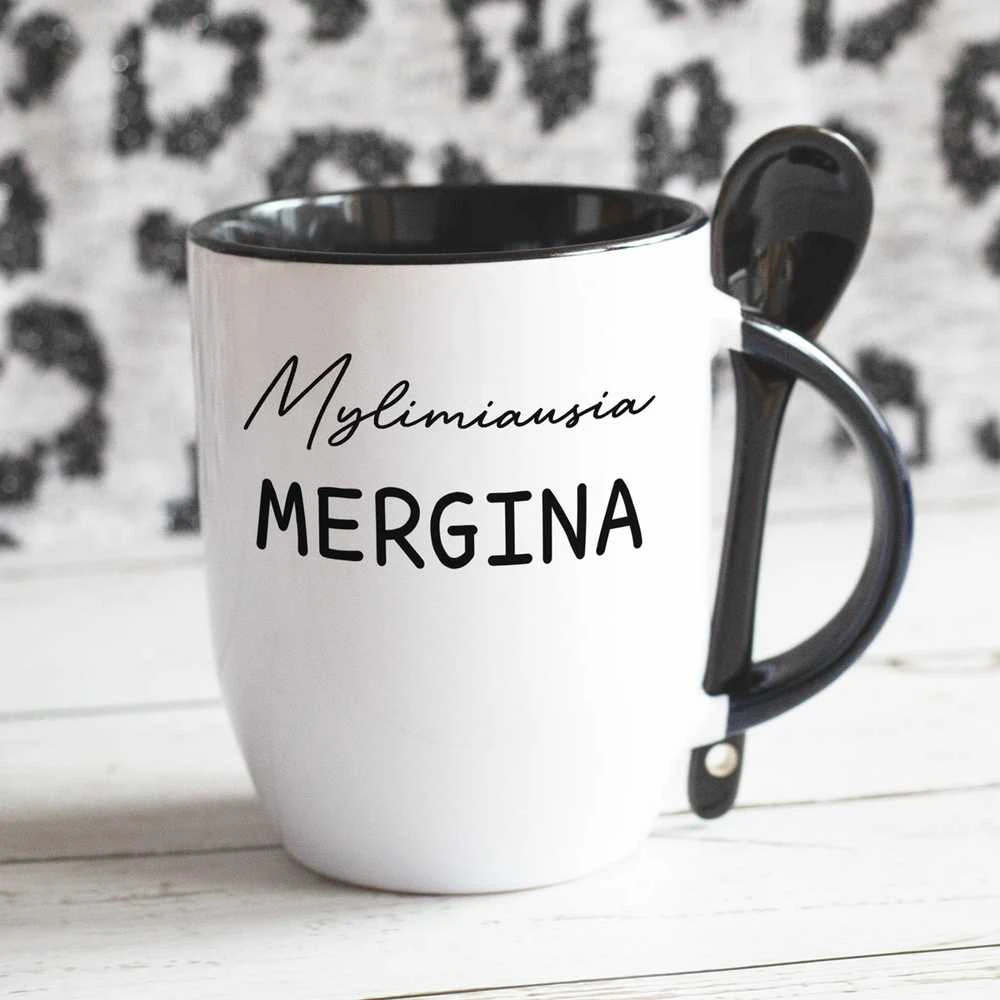 Puodelis su šaukšteliu "Mylimiausia mergina"