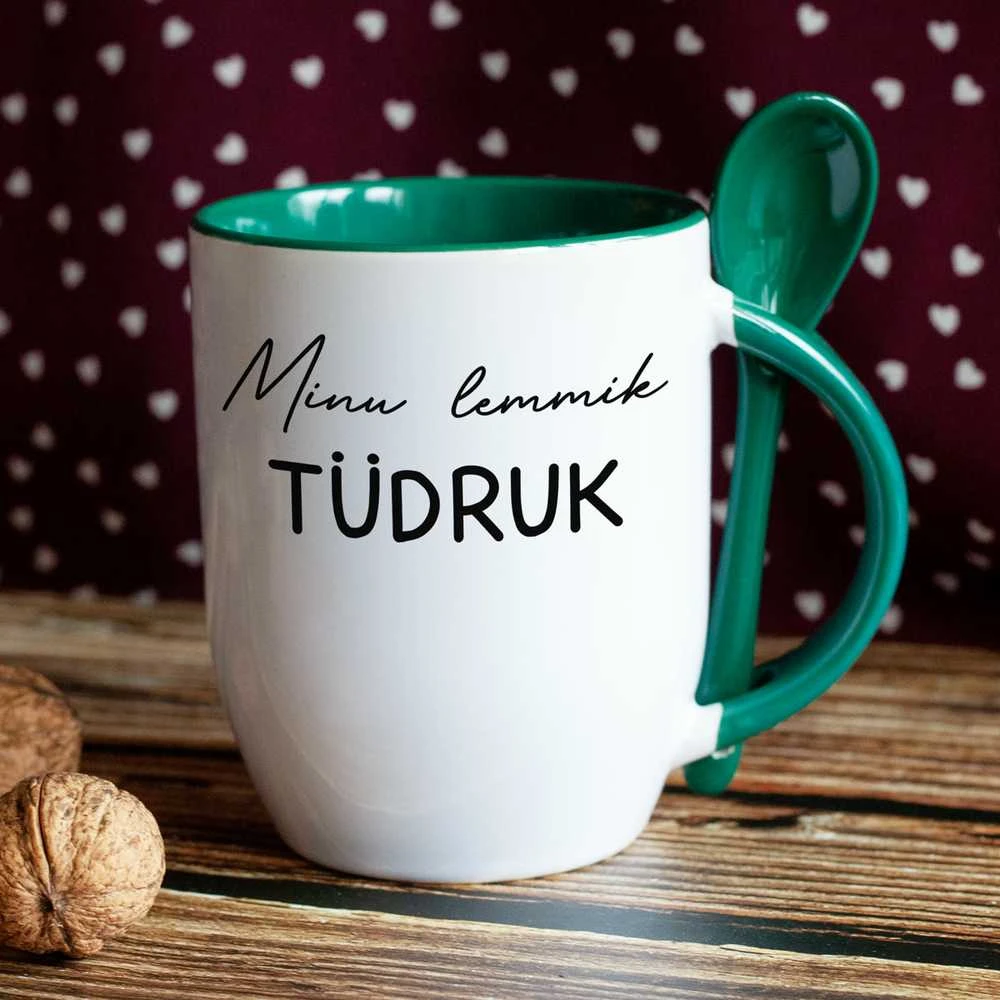 Puodelis su šaukšteliu "Mylimiausia mergina"