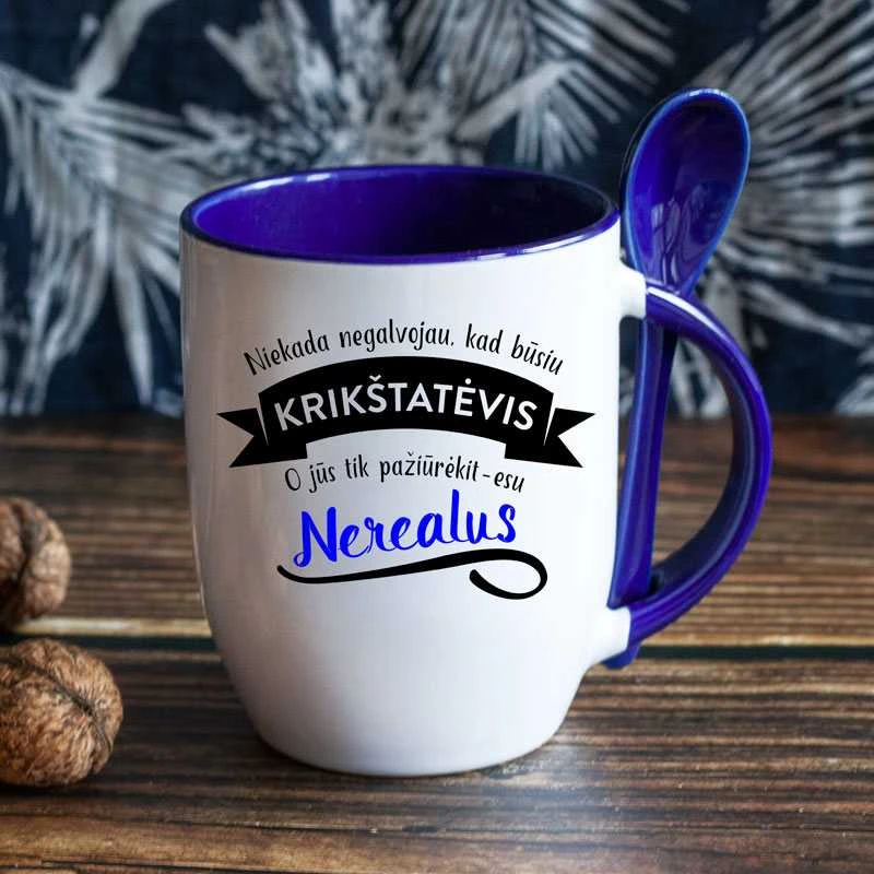 Puodelis su šaukšteliu "Nerealus krikštatėvis"