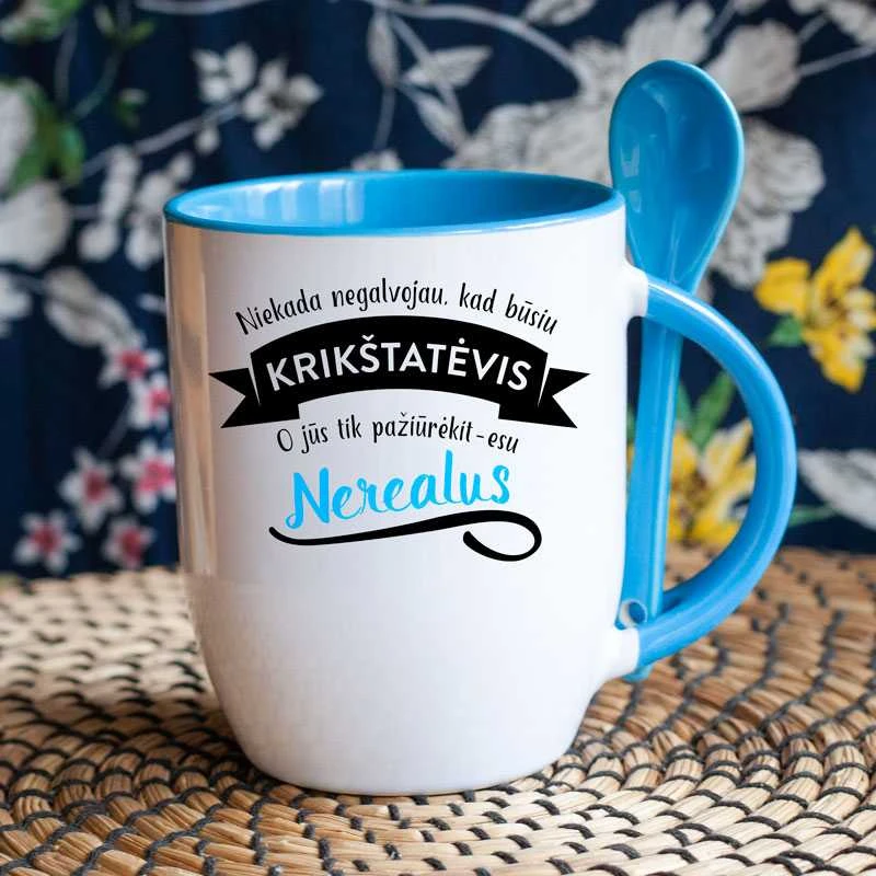 Puodelis su šaukšteliu "Nerealus krikštatėvis"
