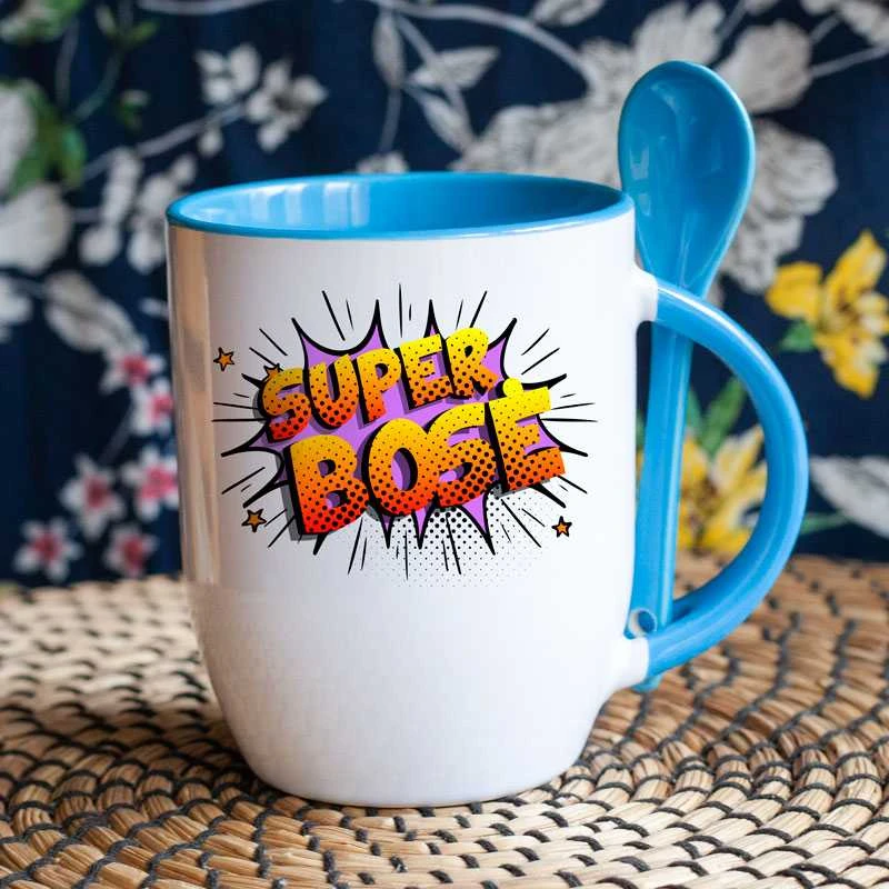 Puodelis su šaukšteliu "Super bosė"