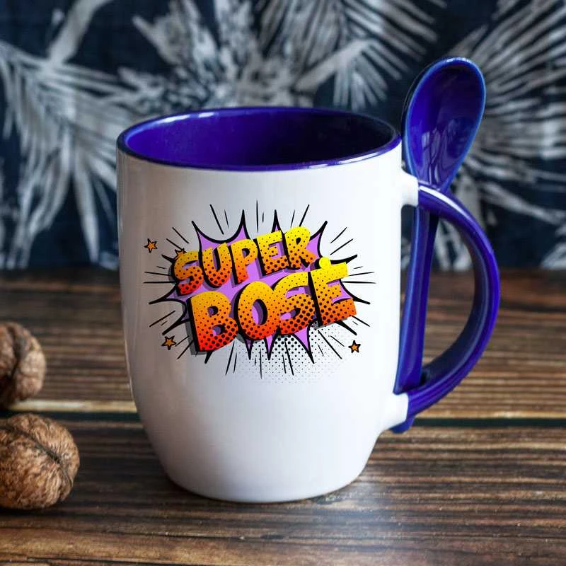 Puodelis su šaukšteliu "Super bosė"
