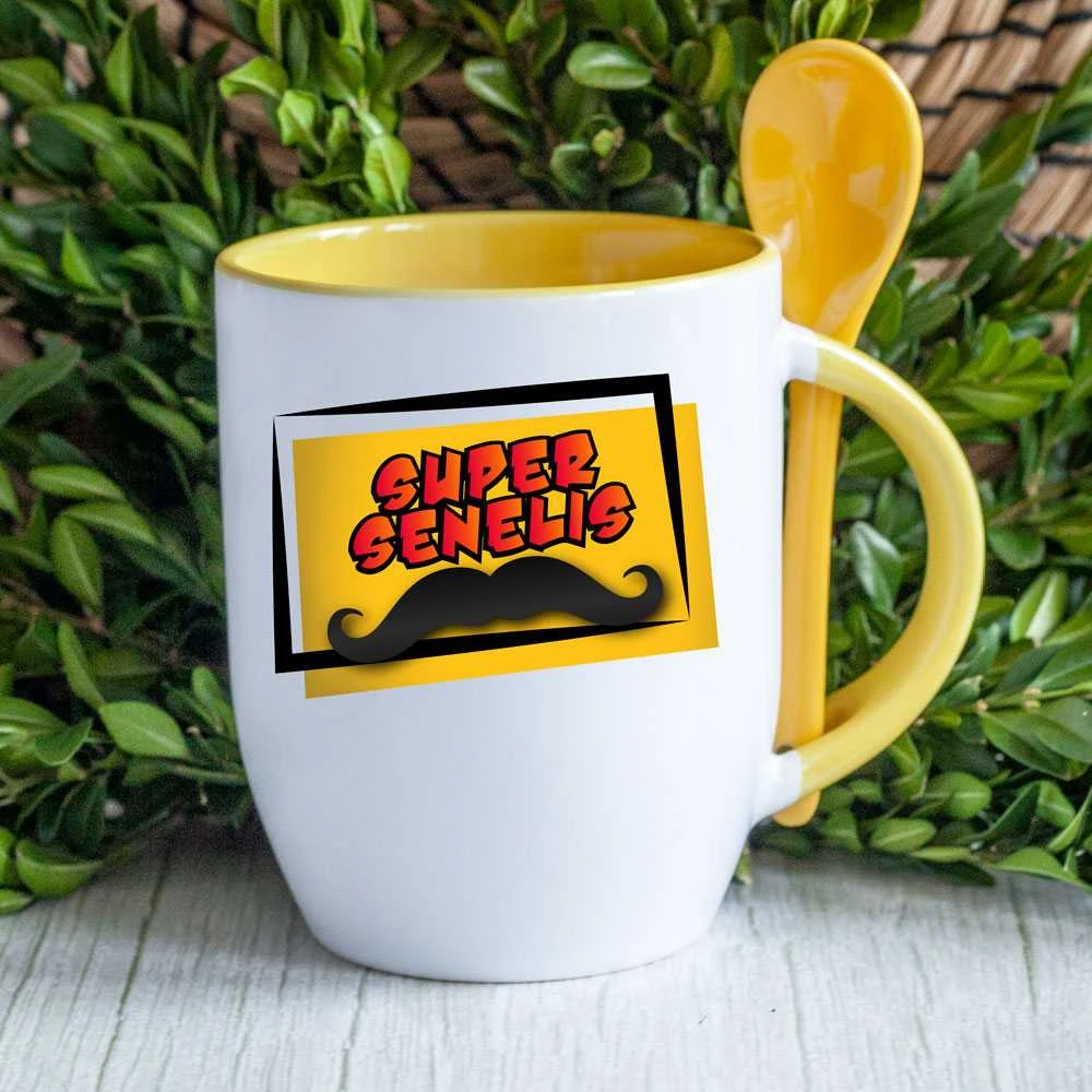 Puodelis su šaukšteliu "Super senelis"