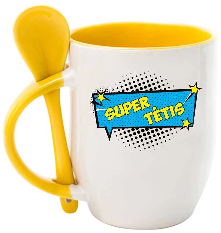Puodelis su šaukšteliu "Super tėtis"
