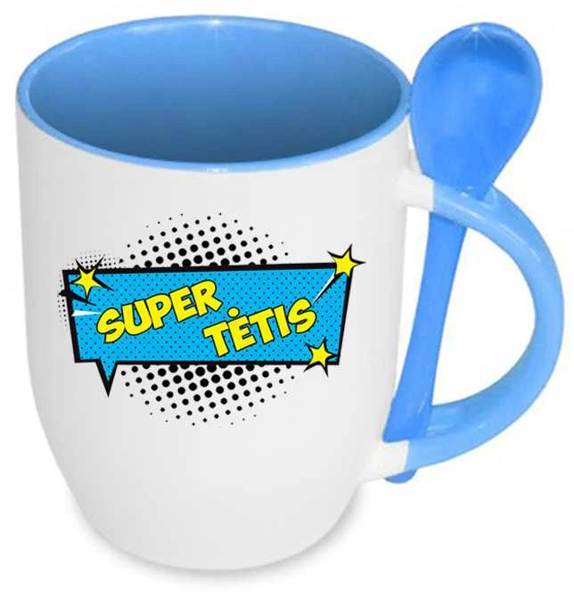 Puodelis su šaukšteliu "Super tėtis"