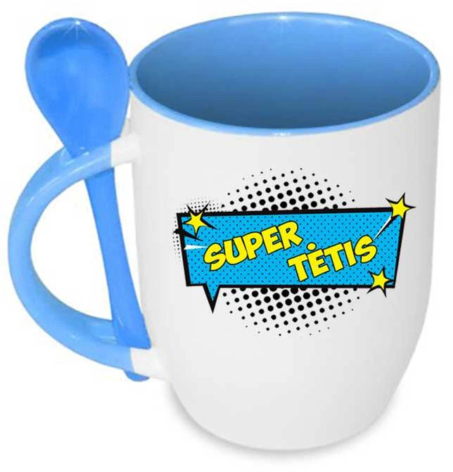Puodelis su šaukšteliu "Super tėtis"