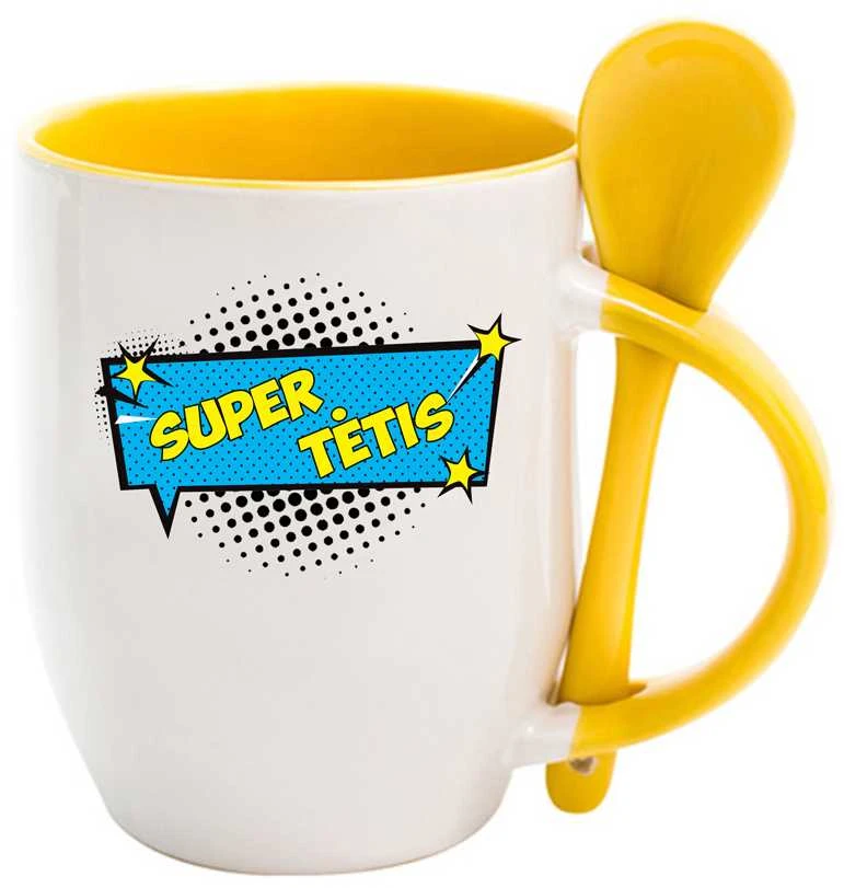 Puodelis su šaukšteliu "Super tėtis"