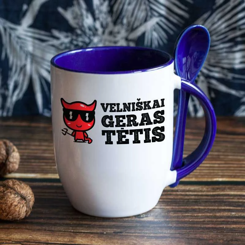 Puodelis su šaukšteliu "Velniškai geras tėtis"