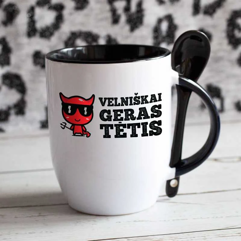 Puodelis su šaukšteliu "Velniškai geras tėtis"