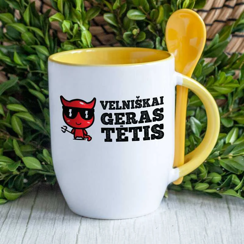 Puodelis su šaukšteliu "Velniškai geras tėtis"