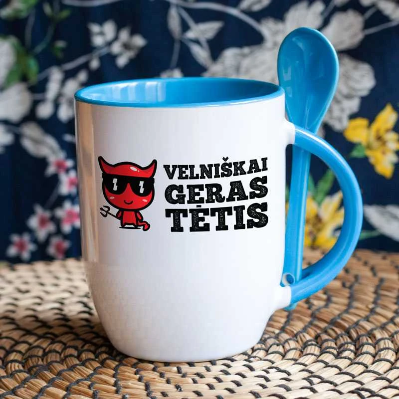 Puodelis su šaukšteliu "Velniškai geras tėtis"