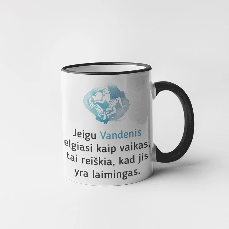 Puodelis su zodiako ženklu "Vandenis"