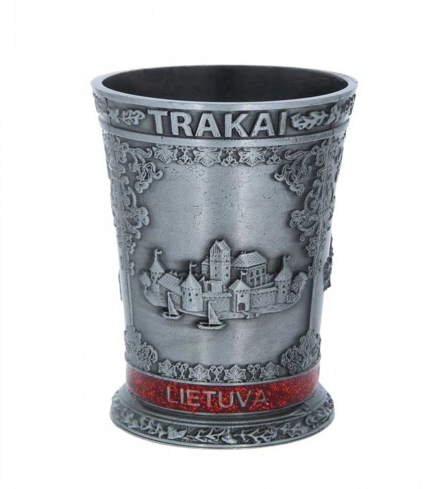Sidabro spalvos metalinis stikliukas "Lietuva"