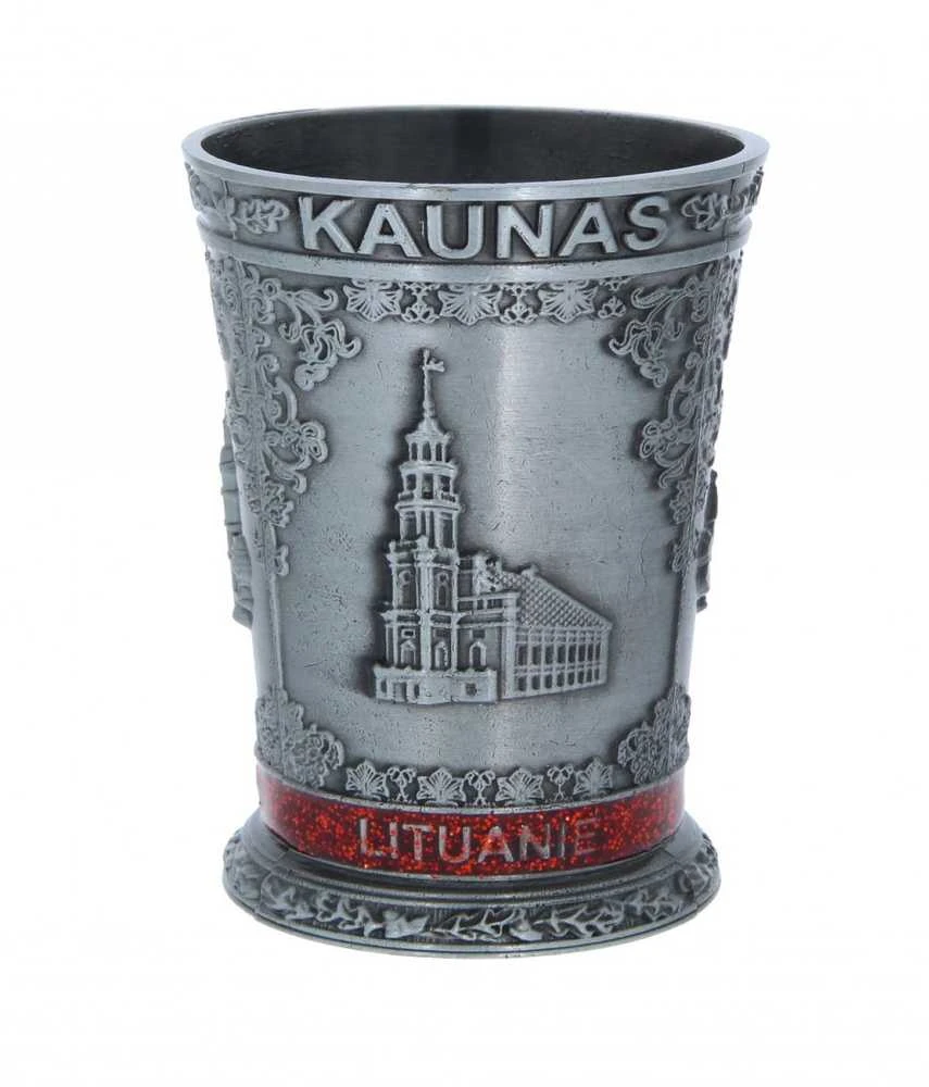 Sidabro spalvos metalinis stikliukas "Lietuva"