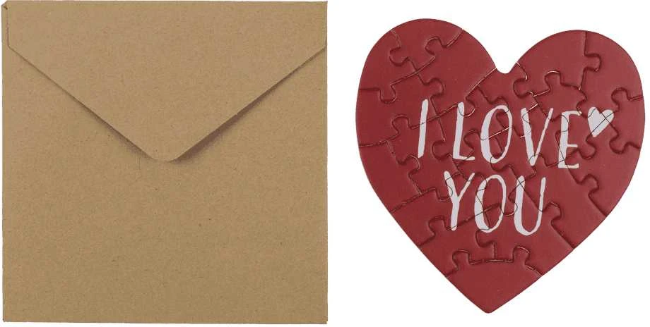Širdelės formos atvirutė - dėlionė "Love"