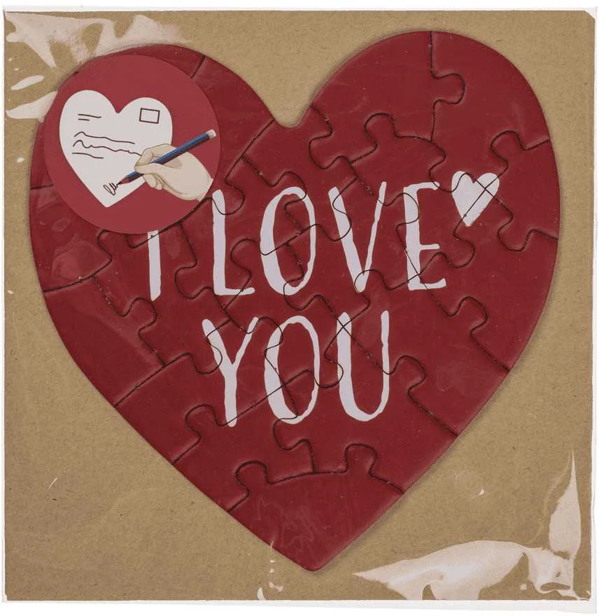 Širdelės formos atvirutė - dėlionė "Love"