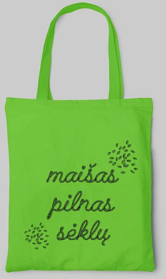 Spalvotas medžiaginis maišelis "Maišas pilnas sėklų"
