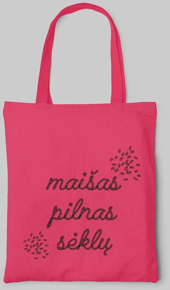 Spalvotas medžiaginis maišelis "Maišas pilnas sėklų"