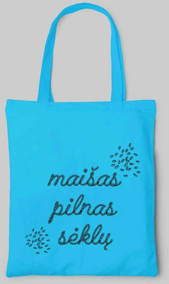 Spalvotas medžiaginis maišelis "Maišas pilnas sėklų"