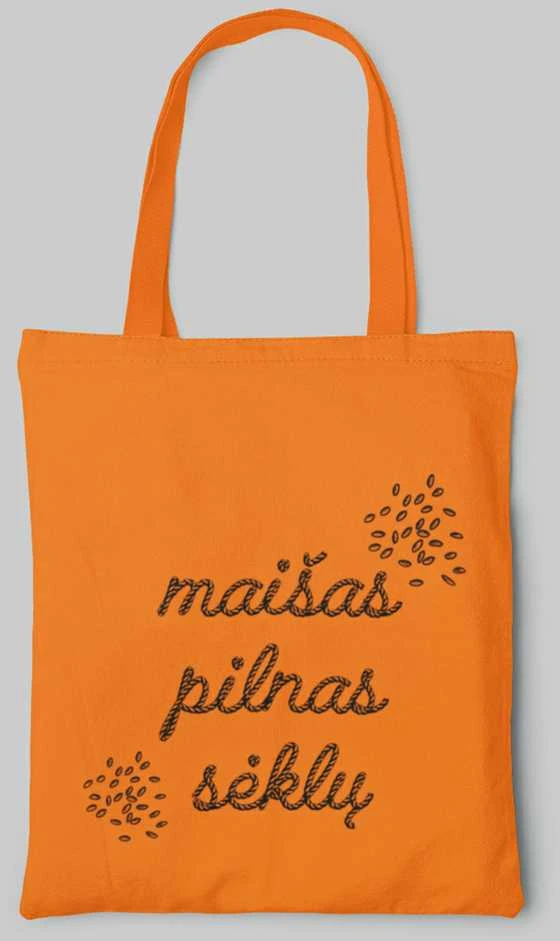 Spalvotas medžiaginis maišelis "Maišas pilnas sėklų"
