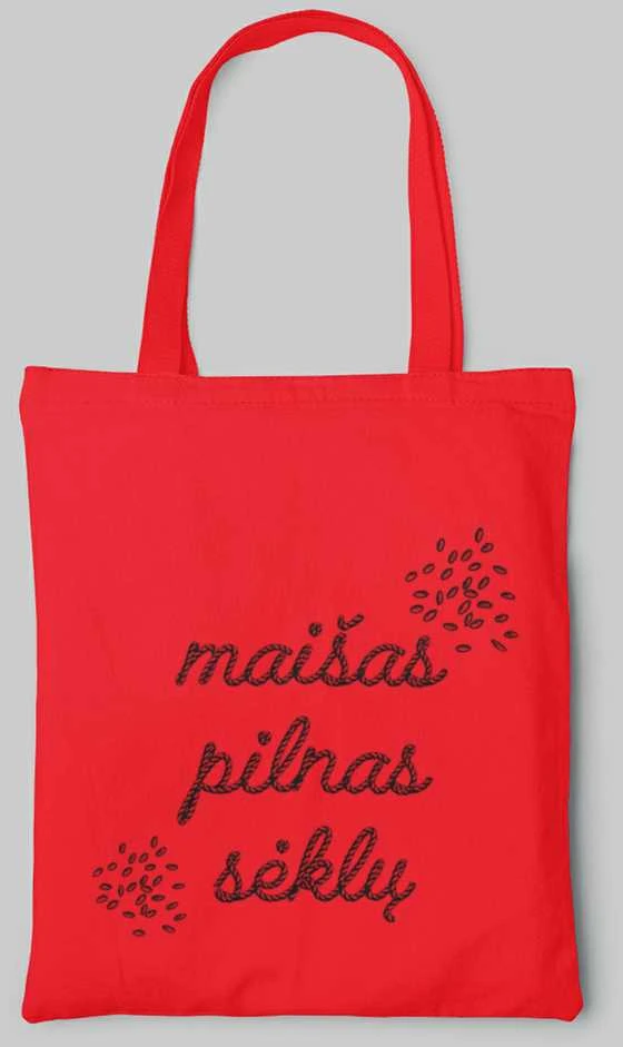 Spalvotas medžiaginis maišelis "Maišas pilnas sėklų"