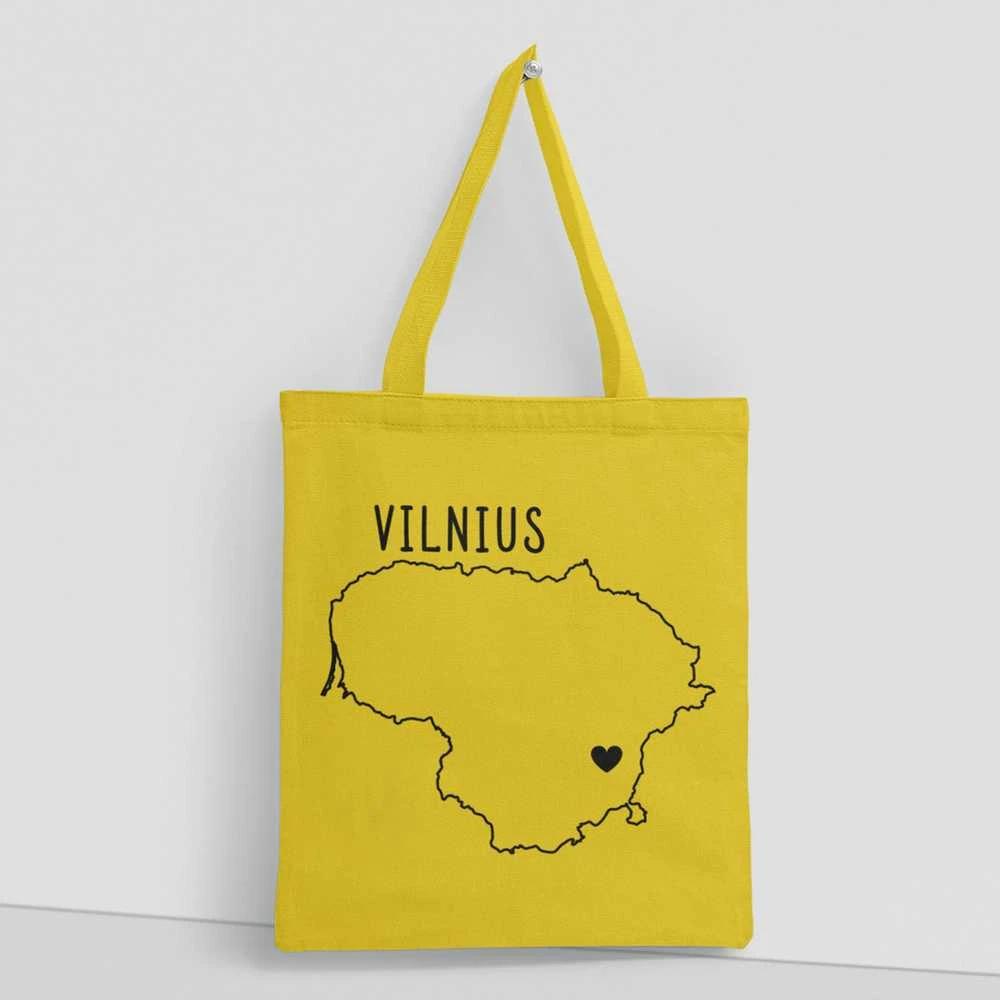 Spalvotas medžiaginis maišelis "Vilnius - širdis"