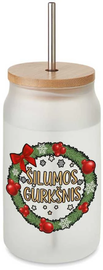 Stiklainis gėrimams su metaliniu šiaudeliu "Šilumos gurkšnis", 400ml