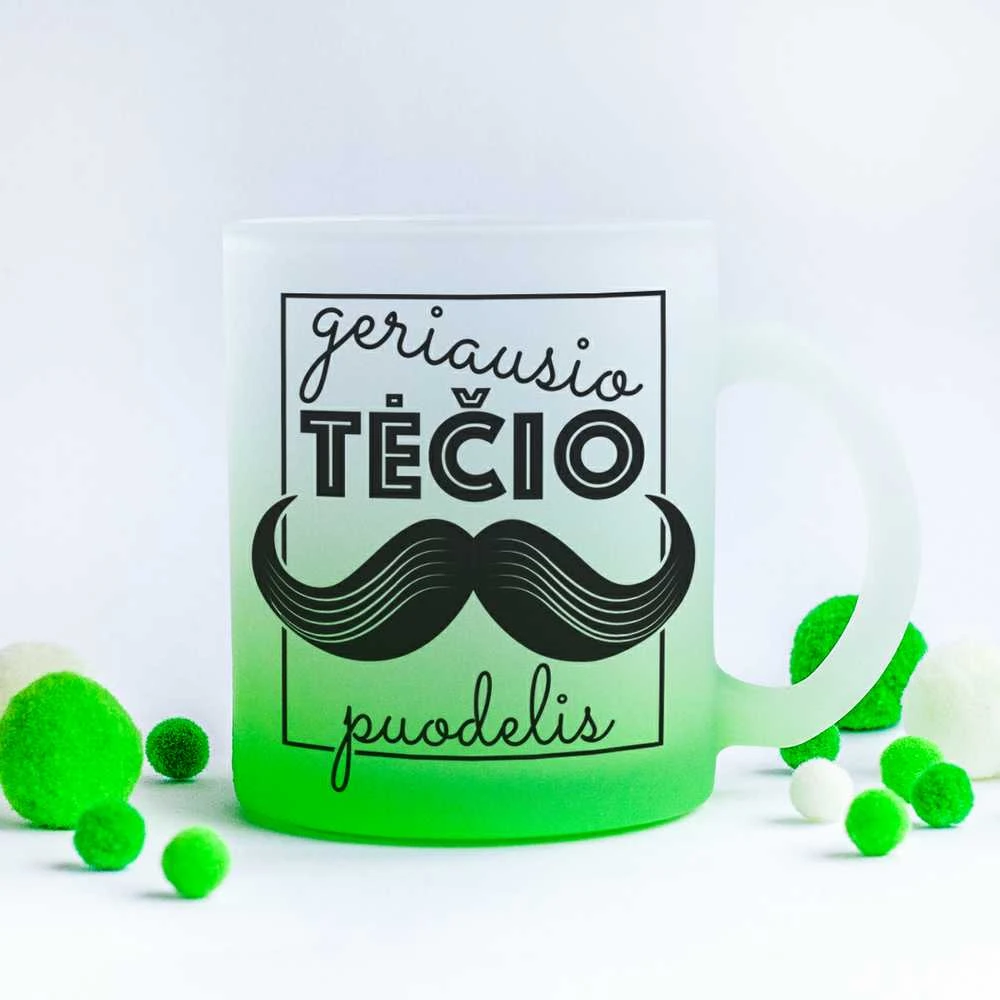 Stiklinis matinis puodelis "Geriausio TĖČIO puodelis"