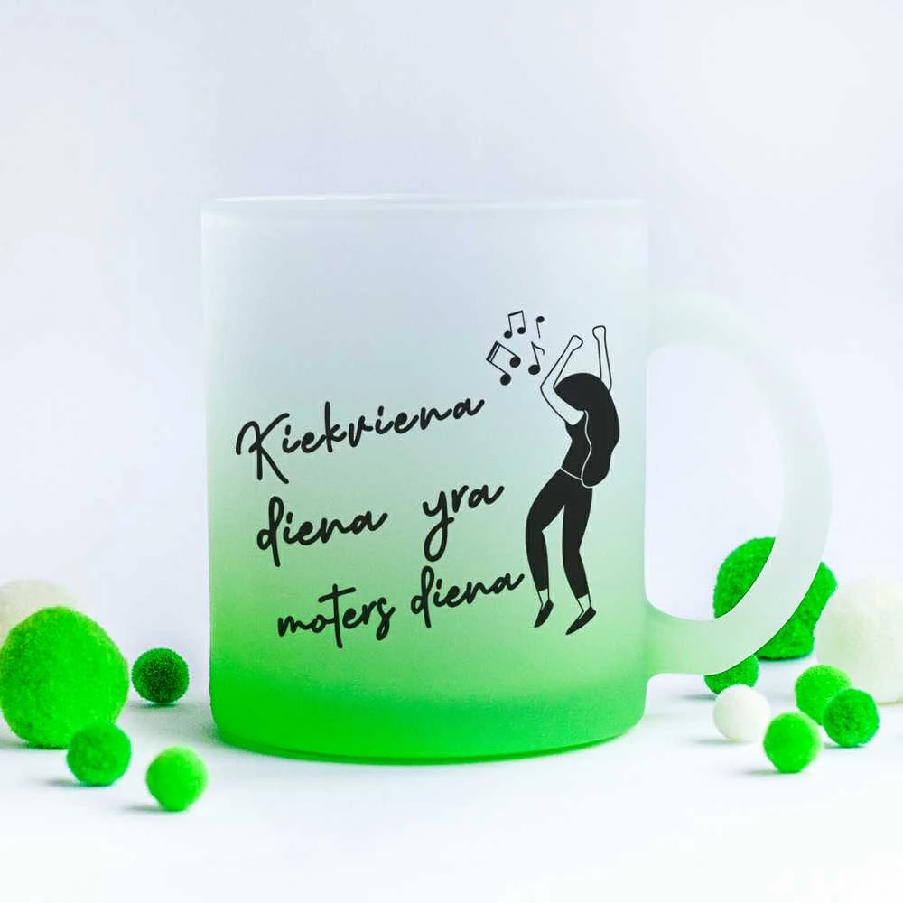 Stiklinis matinis puodelis "Moters diena"