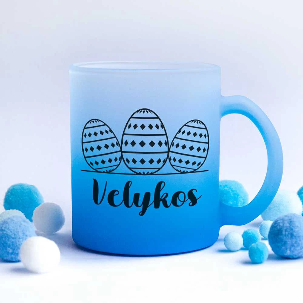 Stiklinis matinis puodelis "Velykos"