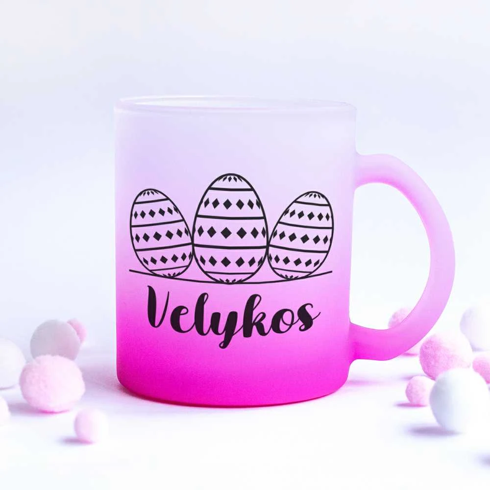 Stiklinis matinis puodelis "Velykos"