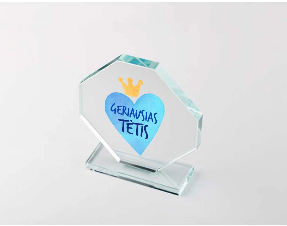 Stiklinis trofėjus dovanų dėžutėje "Geriausias tėtis"