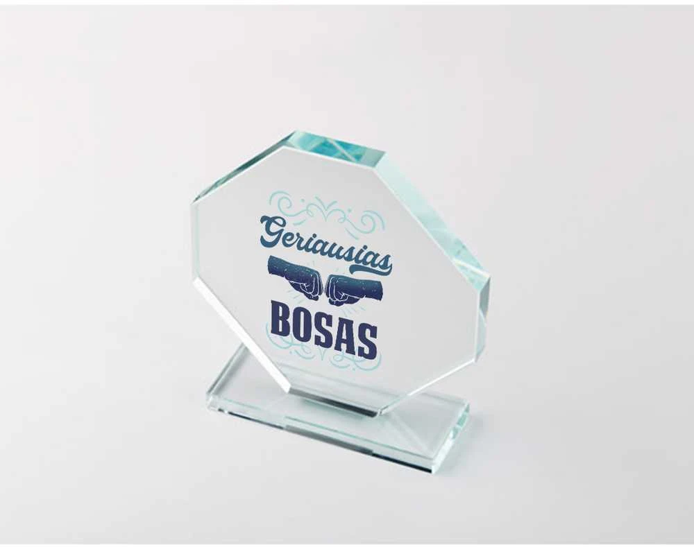 Stiklinis trofėjus dovanų dėžutėje "Geriausias bosas"