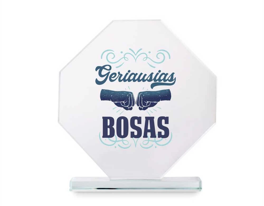 Stiklinis trofėjus dovanų dėžutėje "Geriausias bosas"