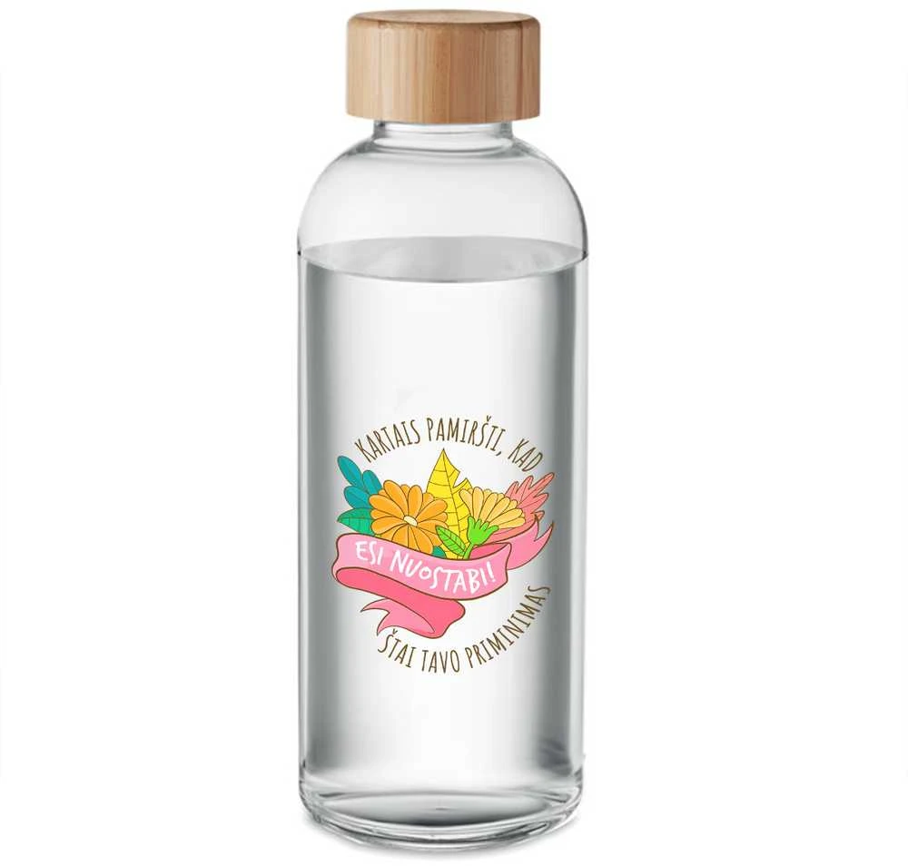 Stiklinis vandens butelis "Esi nuostabi!" (650ml)