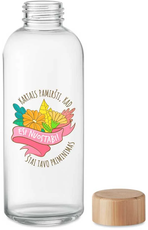 Stiklinis vandens butelis "Esi nuostabi!" (650ml)