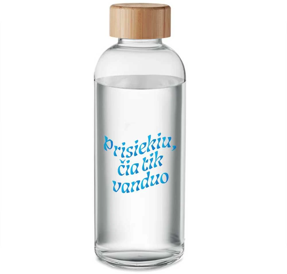 Stiklinis vandens butelis "Prisiekiu, čia tik vanduo" (650ml)